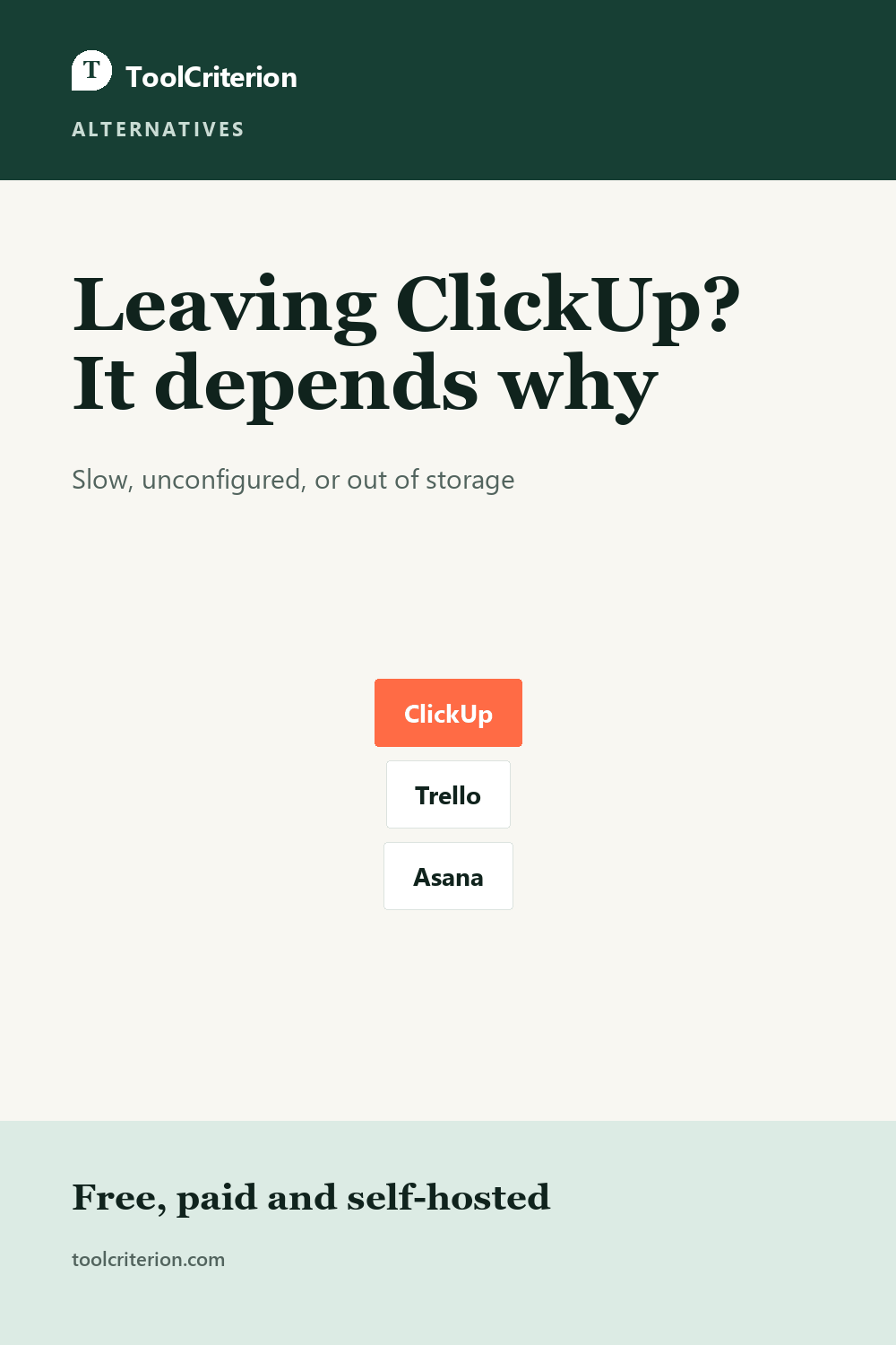 Pinterest graphic for Best ClickUp Alternatives in 2026: Free, Paid, and Self-Hosted